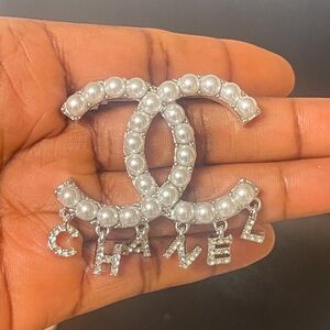 White Pearl Double-C  Brooch